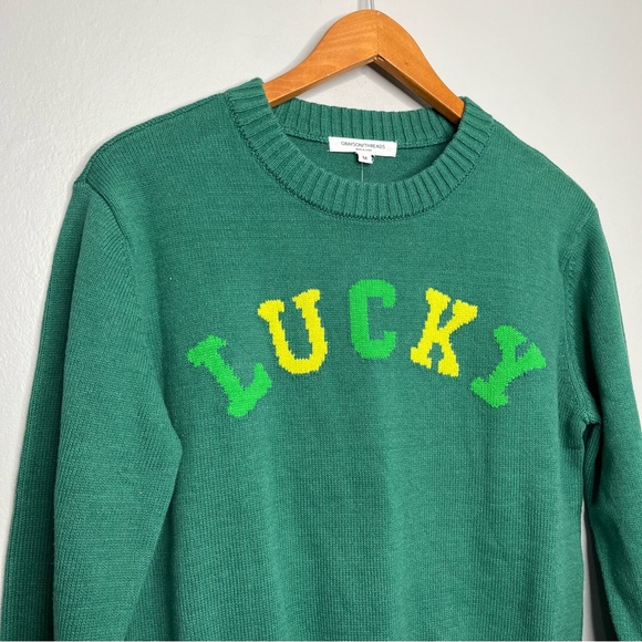 Grayson Threads St. Patrick's Day Lucky Shades of Green Knit Graphic Sweater NWT - Picture 5 of 8